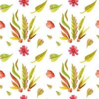 Meadow wild plants seamless pattern vector