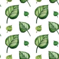 Watercolor seamless pattern Green Forest Leaves vector