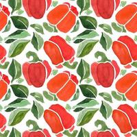 Bell Pepper seamless pattern by traced watercolor vector