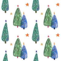 New Year Trees decorative watercolor pattern vector