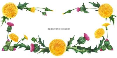 Head banner from thistle and dandelion vector