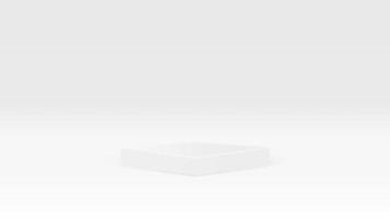 un podio de cubo blanco que se muestra de lado minimalista sobre un fondo blanco. Stands mínimos, tarimas, exposición de productos, y todo lo relacionado con escaparate. vector