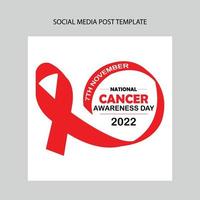 publicación en redes sociales del día nacional de concientización sobre el cáncer vector