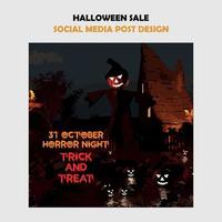 Halloween sale and party social media post design vector