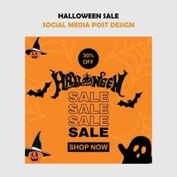 Halloween sale and party social media post design vector