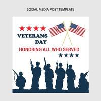 diseño de publicaciones en redes sociales del día de los veteranos para todas las redes sociales vector