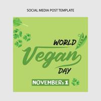 diseño de publicaciones en redes sociales del día mundial vegano para facebook, twitter y más vector