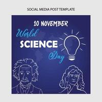 diseño de publicaciones en redes sociales del día mundial de la ciencia vector