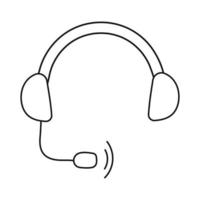 Hand drawn vector illustration of headphones with a microphone