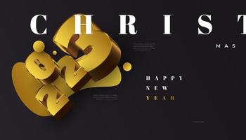 Happy New Year 2023 Banner with 3D Gold Numbers Isolated on Black Background. 2023 New Year Design for Banner, Poster, or Greeting Card vector