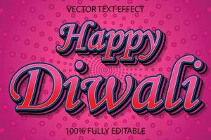 vector de efecto de texto feliz diwali con fondo rosa colorido