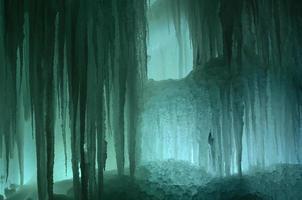 Large blocks of ice frozen waterfall or cavern background photo