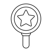 Star under magnifying glass, concept of search ratings vector