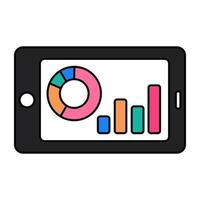 A premium download icon of mobile data analytics vector