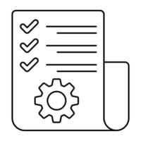 Paper with tick mark and gear showcasing list management icon vector