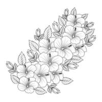 chinese hibiscus flower hand drawn coloring page illustration with line art on isolated background vector