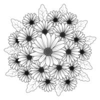 margarita flor margaritas esquema vector diseño en línea detallada página para colorear de arte