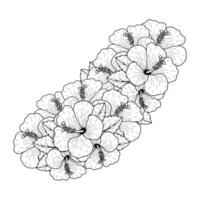 common hibiscus flower outline blossoming petal or rose mallow flowers coloring page vector