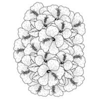 common hibiscus flower outline blossoming petal or rose mallow flowers coloring page vector