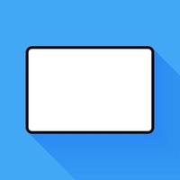 Black tablet with empty screen on blue background, Vector. vector