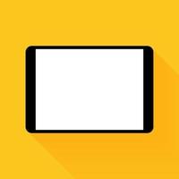 Black tablet with empty screen on yellow background, Vector. vector