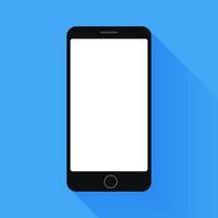 Black smartphone with empty screen on blue background, Vector. vector