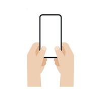 Two hands holding a smartphone in vertical, mockup of playing games on a smartphone, Vector. vector