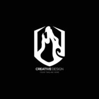 Wolf creative logo with shield vector