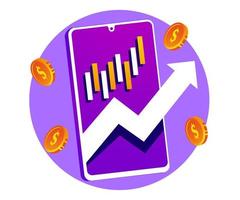 stock report chart in smartphone app vector