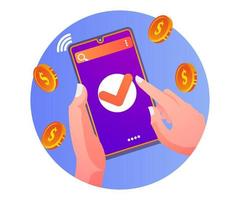 payment transactions with smartphone applications vector