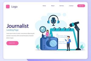 Journalist landing page website flat vector template