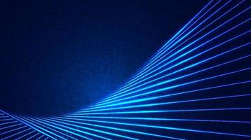 Abstract technology concept glowing blue neon lines with lighting effect on dark blue background vector