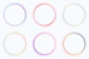 conjunto de colores pastel de signo 3d marco de círculo geométrico blanco borroso aislado sobre fondo blanco vector