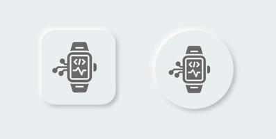 icono sólido de reloj inteligente en estilo de diseño neomórfico. Ilustración de vector de signos de reloj inteligente.