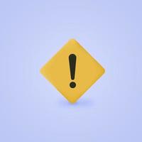 Warning message concept represented by exclamation mark icon. Exclamation 3d realistic symbol in rhombus. vector