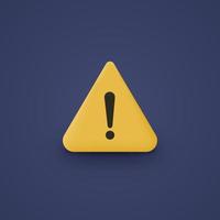 Warning message concept represented by exclamation mark icon. Exclamation 3d realistic symbol in triangle. vector