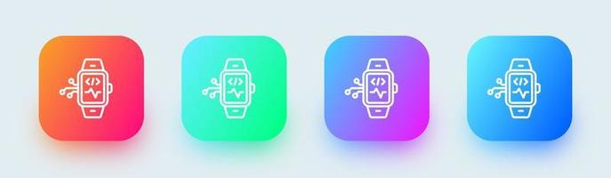 Smartwatch line icon in square gradient colors. Smart watch signs vector illustration.