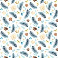 Seamless pattern with fir branches, cones, on a white background vector