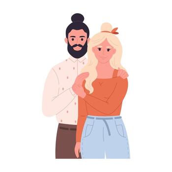 Love couple hugging and smiling. Sweetheart couple together. happy family portrait. vector