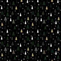 Seamless Christmas background with decorative Christmas trees and snowflakes vector