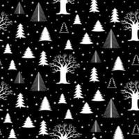 Winter forest scandinavian hand drawn seamless pattern. New Year, Christmas, holidays white texture with fir tree for print, paper, design, fabric, decor, gift wrap, background vector