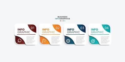 infografía empresarial moderna con vector de plantilla de diseño de título con iconos y 4 opciones o pasos. se puede utilizar para diagramas de proceso, presentaciones, diseño de flujo de trabajo, banner, diagrama de flujo, gráfico de información. eps10