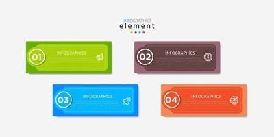 infografía empresarial moderna con vector de plantilla de diseño de título con iconos y 4 opciones o pasos. se puede utilizar para diagramas de proceso, presentaciones, diseño de flujo de trabajo, banner, diagrama de flujo, gráfico de información. eps10