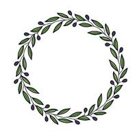 olive branch wreath vector