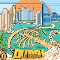 ilustración de vector de punto de referencia de la ciudad de dubai