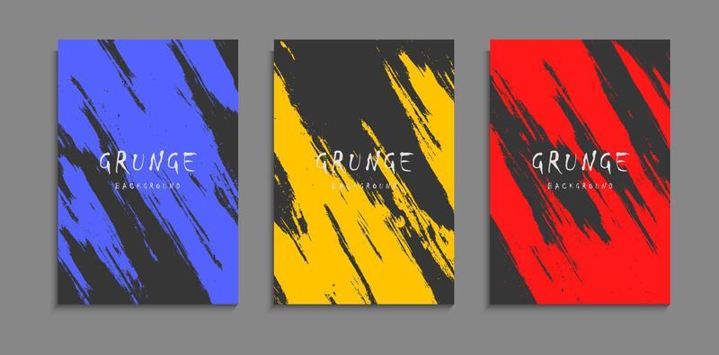 Set Of Abstract Scratch Grunge Bright Paint Texture In Black Background A4 Template