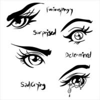 Collections of different eyes- surprised-crying-angry.Vector illustration. vector