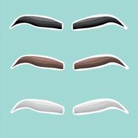Fashion Brows Various Shapes And Types Vector Set. Brown And Black And Gray Brows Pack. Beautician Parlor, Salon Sign Isolated Design Element. Beauty Industry. Trendy Eyebrows Cartoon Illustration.