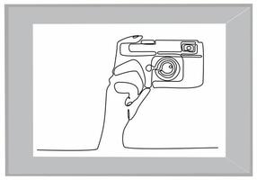 continuous line of hands holding camera vector