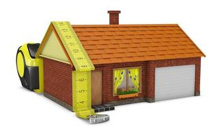 Measuring tape and house photo